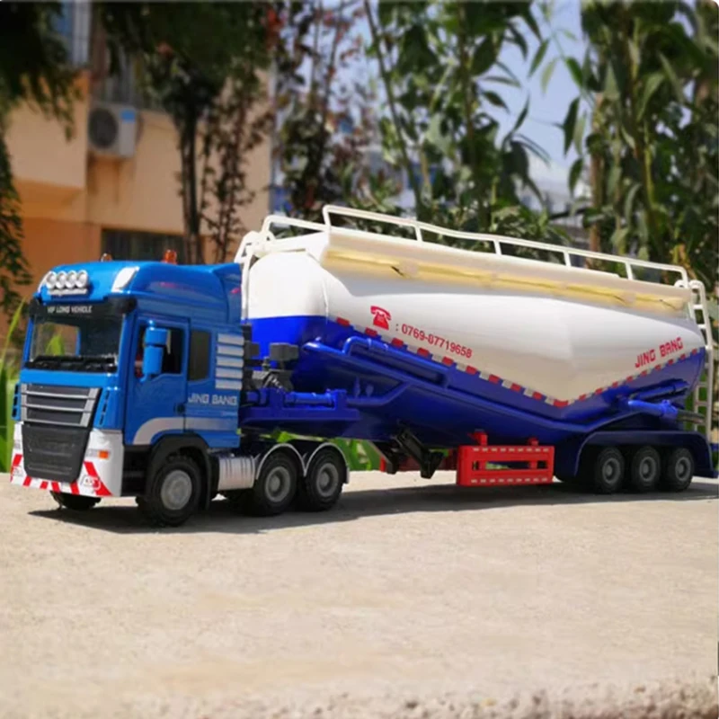 

1:50 Scale Trailer Tank Vehicles Powder Conveyor Cement High Diecast Alloy Truck Model Engineering Vehicle Toy