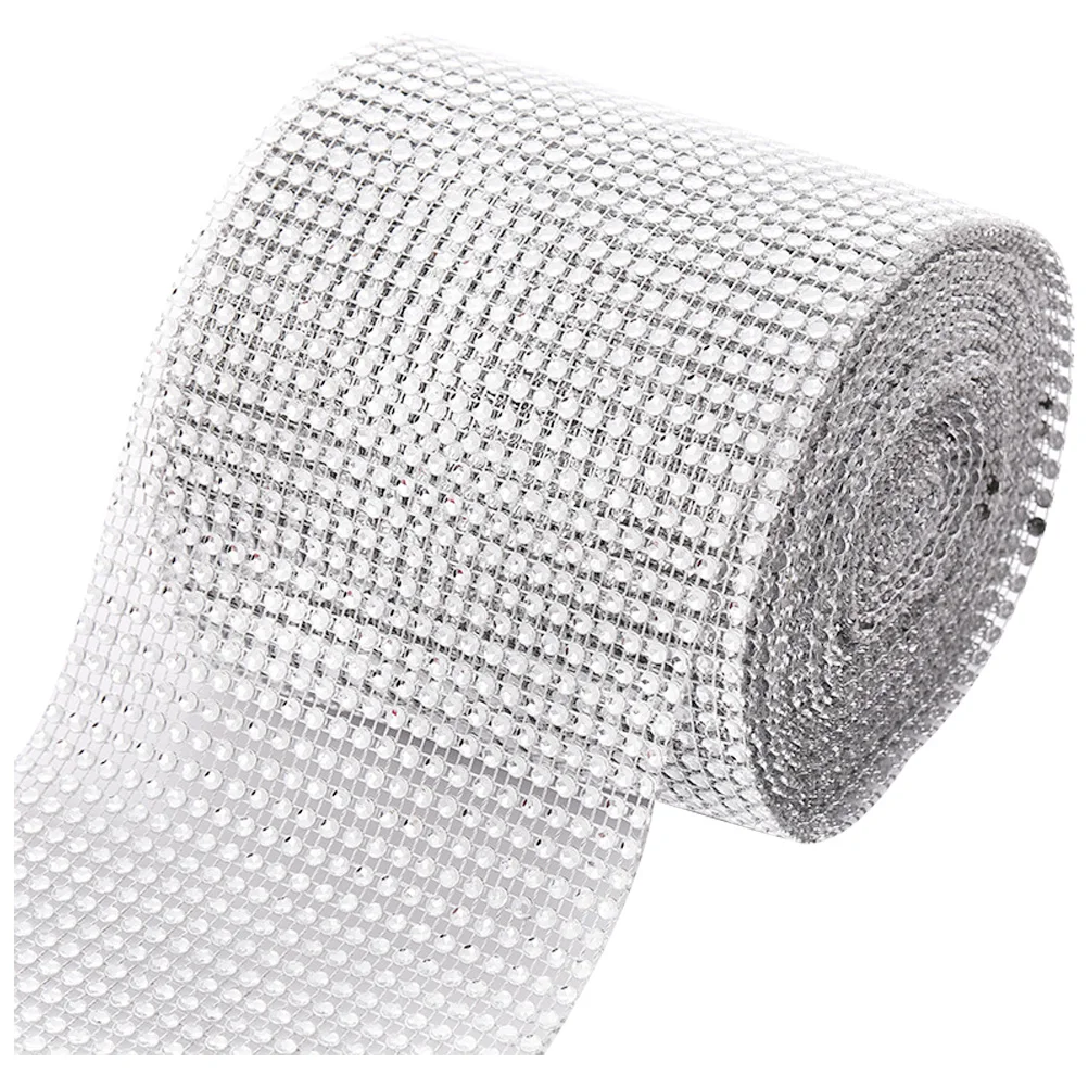 

Rhinestone Ribbon Trim Roll Bling Mesh Diamond Shiny Craft Trim for Wedding Cake Clothes Gift Decoration Bling Wrap