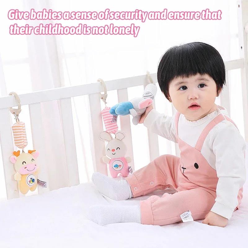 سرير بيبي معلق برباط خشخيشات الهواتف المحمولة الكرتون الحيوان جرس لعب الأطفال التعليم المبكر التفاعل الحسي ألعاب من نسيج مخملي هدية #1