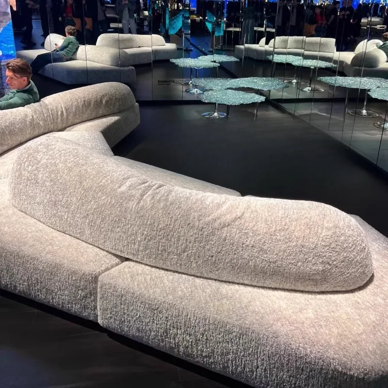 Italian minimalist living room rock sofa villa large flat floor special-shaped fabric modular sofa
