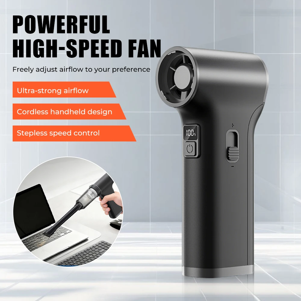 

130000 RPM Turbofan,Brushless Motor Jet Fan,Powerful Air Blower,100-Speed Adjustment Compressed Air Duster For PC Home Cleaning