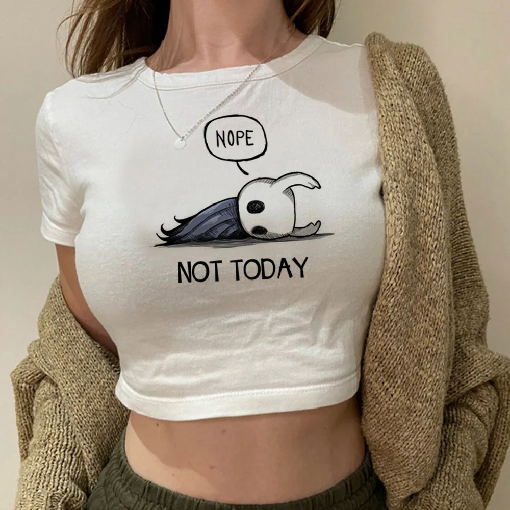 Hollow Knight crop top coquette shoujo girl style 2000s summer 2025 Aesthetic harajuku corset woman tees