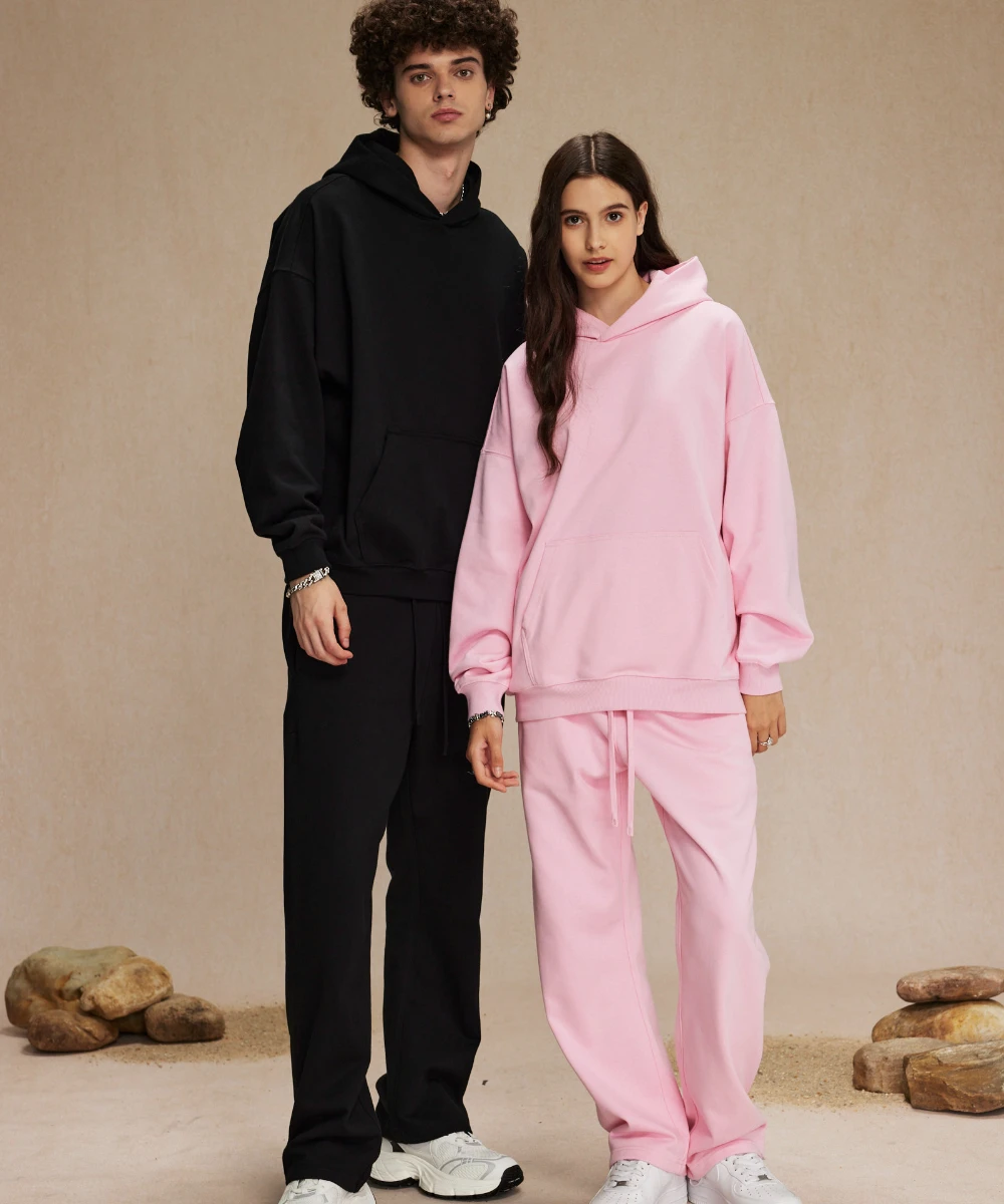 Custom LOGO High Quality Cotton polyester 430g Clothing Fall sports tracksuit unisex hoodie sweatpants set Hoodie Jogger Pants
