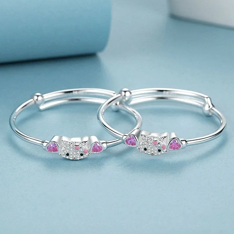 Kawaii  Hello Kitty Bracelet, Diamond Crystal，Flower, Fashion Lucky Bracelet for Girls Accessories ，Children's Gift