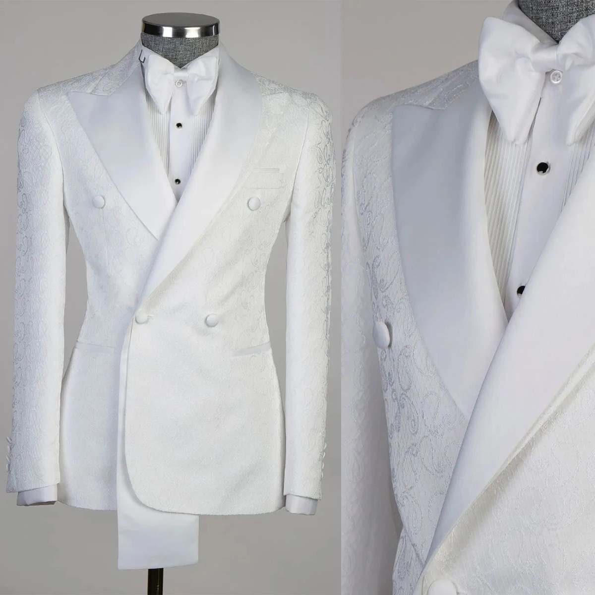 Esmoquin de lujo para novio y boda, traje ajustado con apliques florales, pantalones, Blazer de 2 piezas hecho a medida, ropa Formal para fiesta de graduación