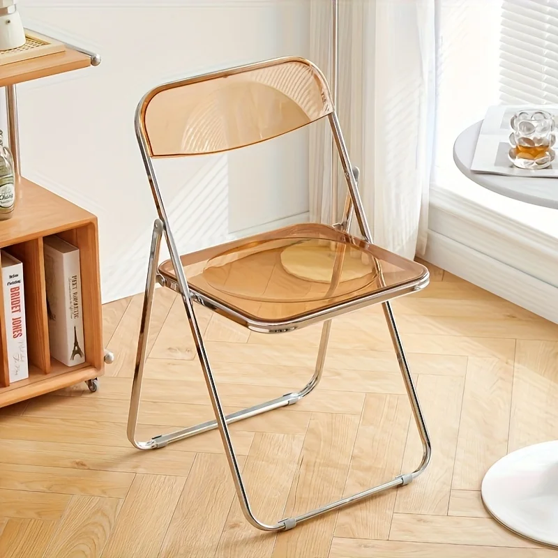 Transparent Folding Chair, No Cushion Design, Modern Minimalist Living Room Chair, Space-Saving Stool for Restaurant - view 2