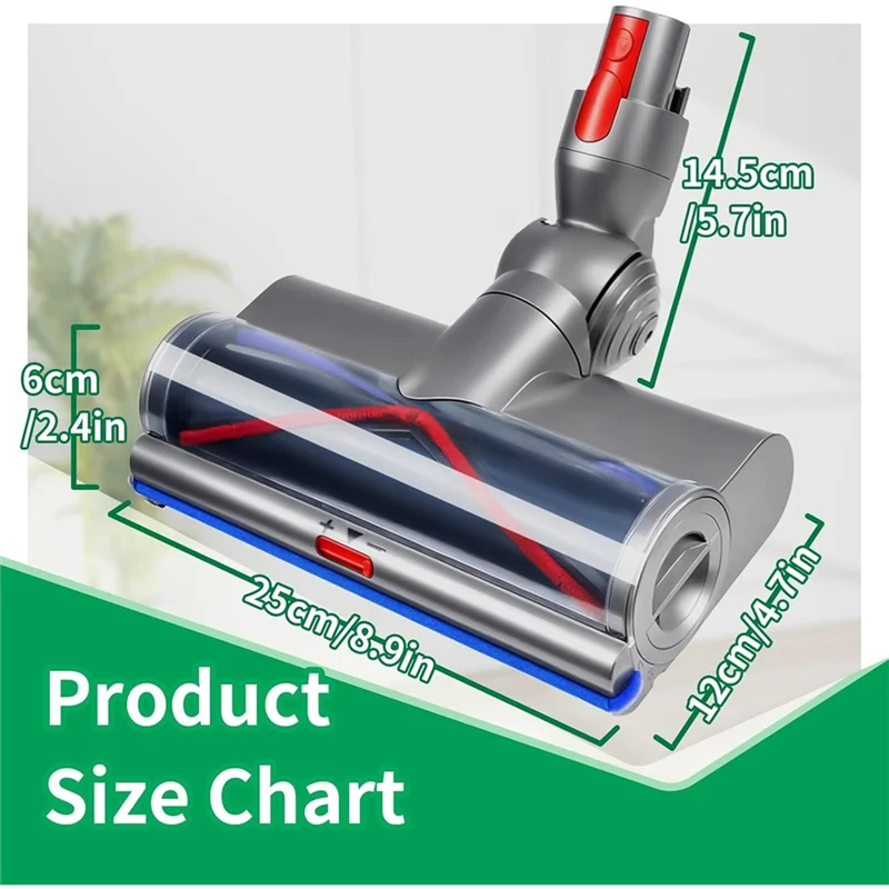 KEOL-LED 녹색 조명이 있는 교체용 진공 청소 헤드, 다이슨 V8 V10 V11 V15 무선용 조절 가능한 흡입 슬라이더
