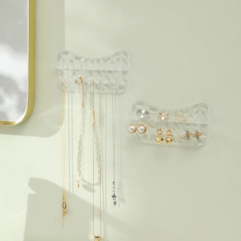 Cat Shape Wall-mounted PC Jewelry Holder Ring Earring Necklace Women Display Rack Keychain Watch Storage Stand Hanging Pendants