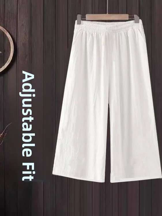 Calça legging fena de cintura alta, aodão, linho, verão, fina, corte reto, respirável, casual, ajuste confortável, calç...