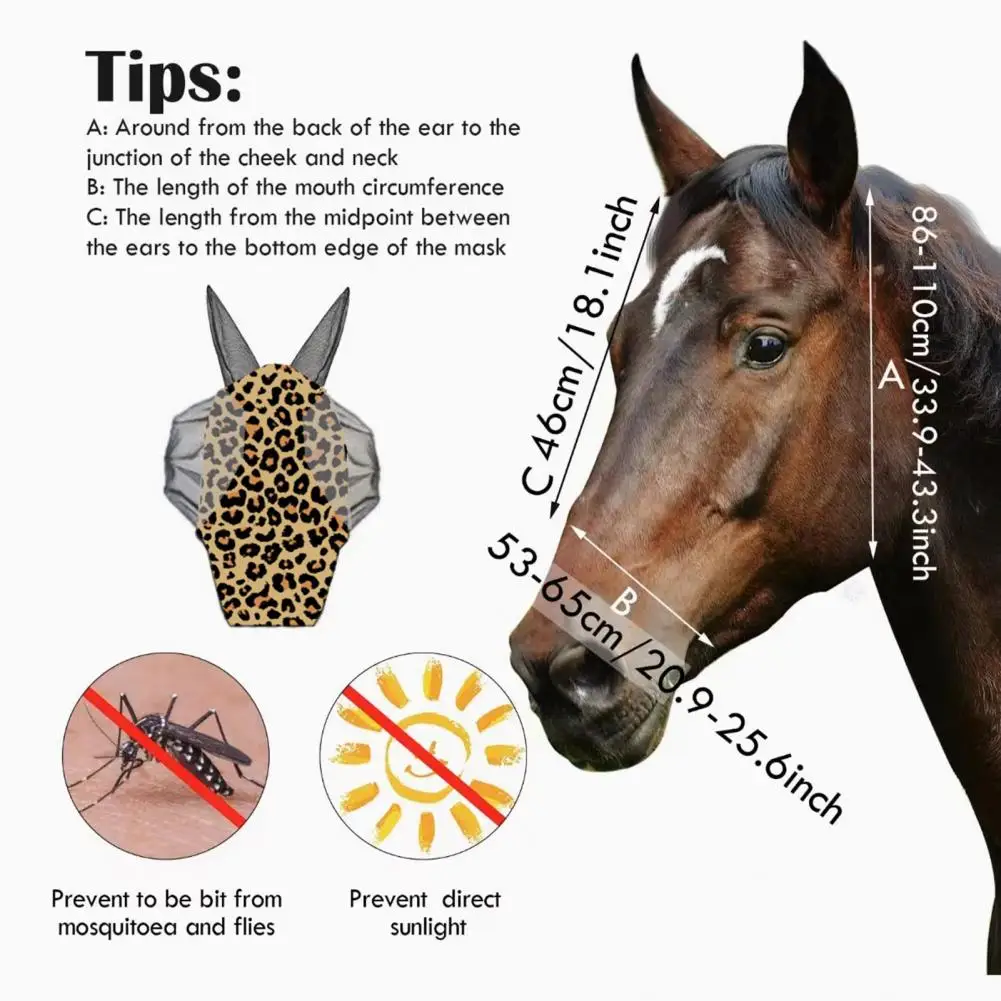 Fly for Horses Breathable Uv Horse Fly Face Cushion with Ears Comfortable Shade Equine for Eye for Horses