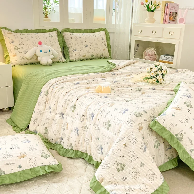 

Summer print comfortable breathable air conditioning thin comforter quilts 2024 soft quilt bedding set king 100% cotton luxury