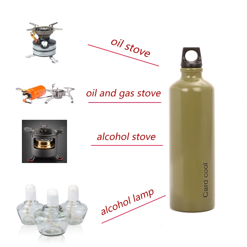 Liquid Fuel Bottle Aluminum Alloy Outdoor Camping Adventure Portable Kerosene Alcohol Gasoline Storage Can 750ML