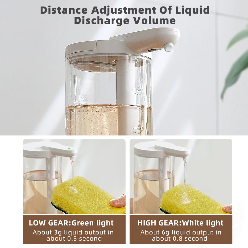 Kitchen 500ml Automatic Liquid Soap Dispenser USB Rechargeable Touchless Hand High Capacity Detergent Bathroom Dispenser