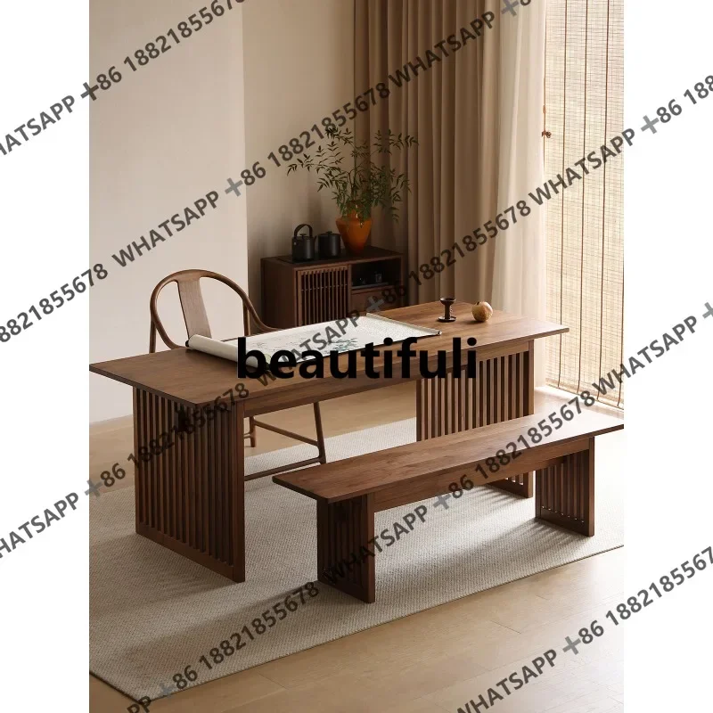 

X Black Walnut Bench Household Eating Bench Dining Chair, All Log