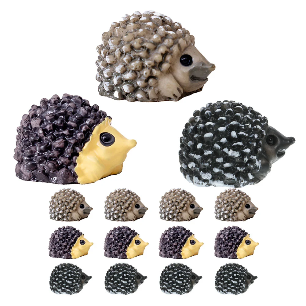 

15 Pcs Little Hedgehog Mini Figurines Tiny Animal Garden Landscape Decoration Resin Statue Model Figures