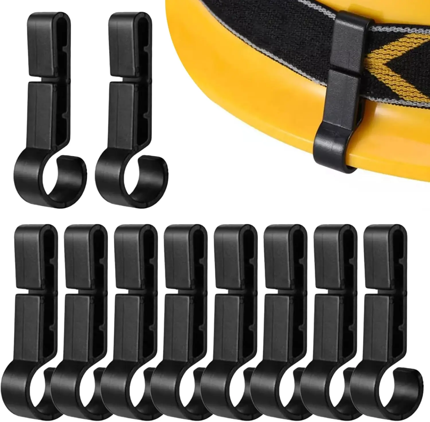 

4-20 Pieces Helmet Headlight Hooks - Black ABS Plastic Headlamp Clips for Various Hard Hat, Working Secure Helmet Accessories