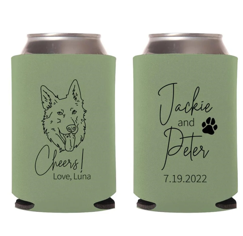 

Pet Wedding Can Coolers, Pet Wedding Can Coolie Favors, Pet Wedding Stubby Holder, Pet Wedding Favors, Custom Wedding Can Cooler