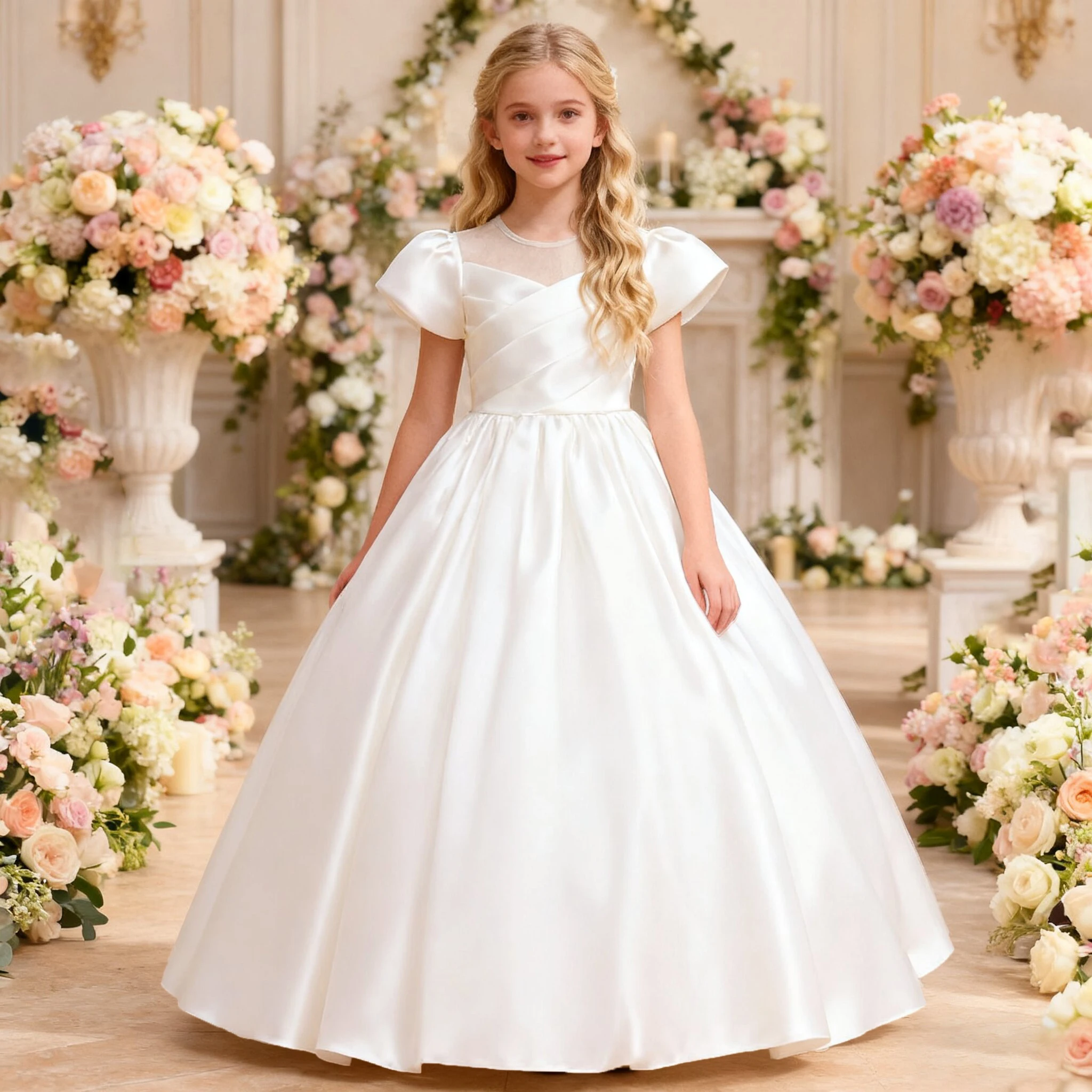 Elegant Baptism Bridesmaids Party Girl Dresses Wedding Birthday Princess Prom Dress for Kids First Communion Christmas Ball Gown
