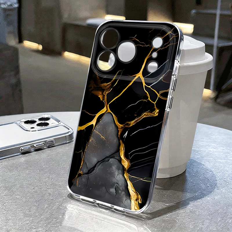 Marmormuster Transparente Handyhülle für iPhone 17e 17 16 15 14 13 Pro Max 17 Pro Stoßfeste Durchsichtige Weiche TPU Silikon Rückseite
