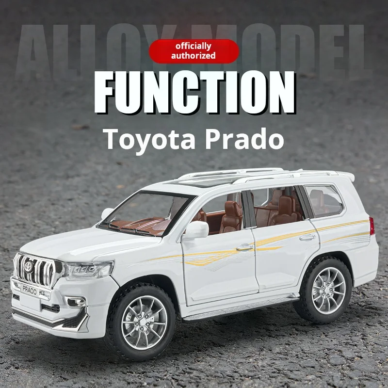

1:24 Toyota Prado Off-Road Vehicle Model Simulated Alloy Car Model Steering Shock Absorption Collection Decoration Light & Sound