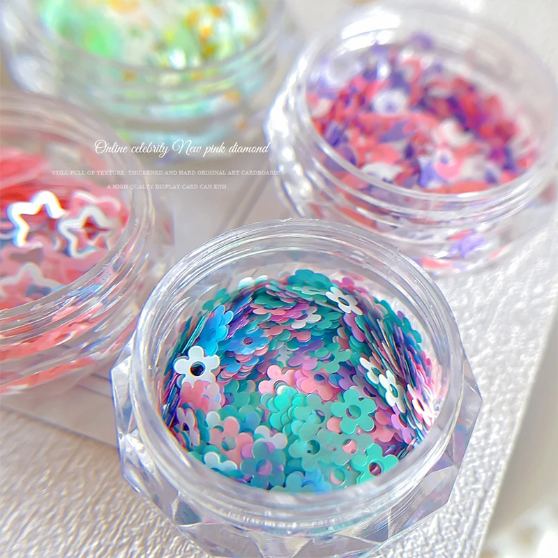 Mixed Candy Color Foil Flakes Nail Sequins, Nail Art Decoração, Manicure Dicas Encantos, DIY Acessórios para Mulheres e Meninas, 1Jar