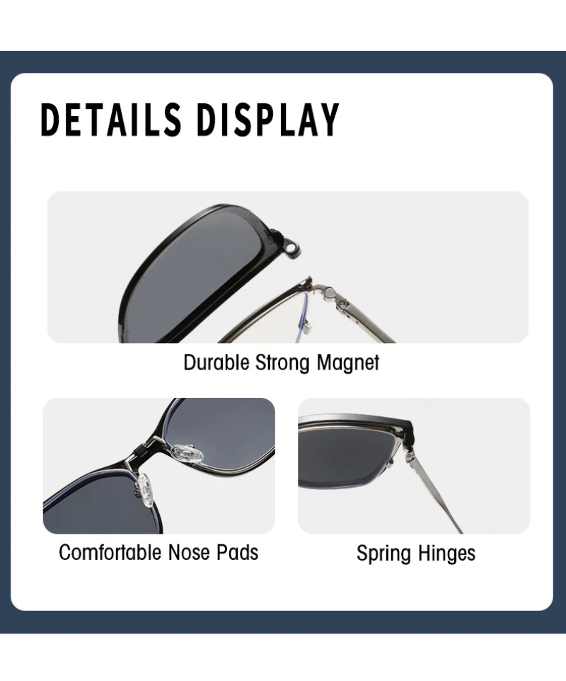 BEMORE Cat Eye Magnetic Clip on Prescription Eyewear Women Polarized UV400 Outdoor Spring Hinge Optical Correction Eyeglasses