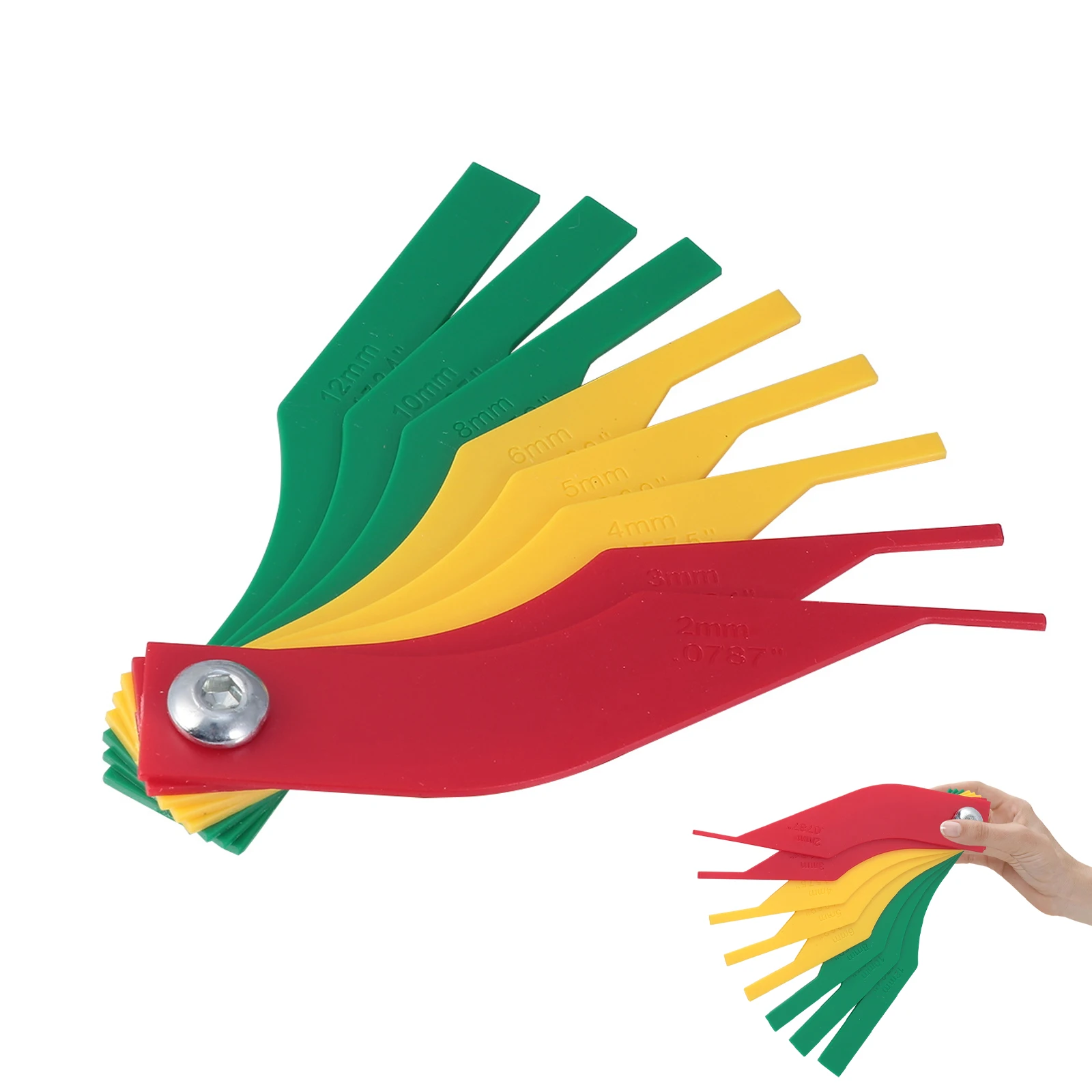 أداة قياس سمك وسادة الفرامل أداة قياس بلاستيكية مشفرة لقرص السيارات كشف سريع مقياس المسطرة #5