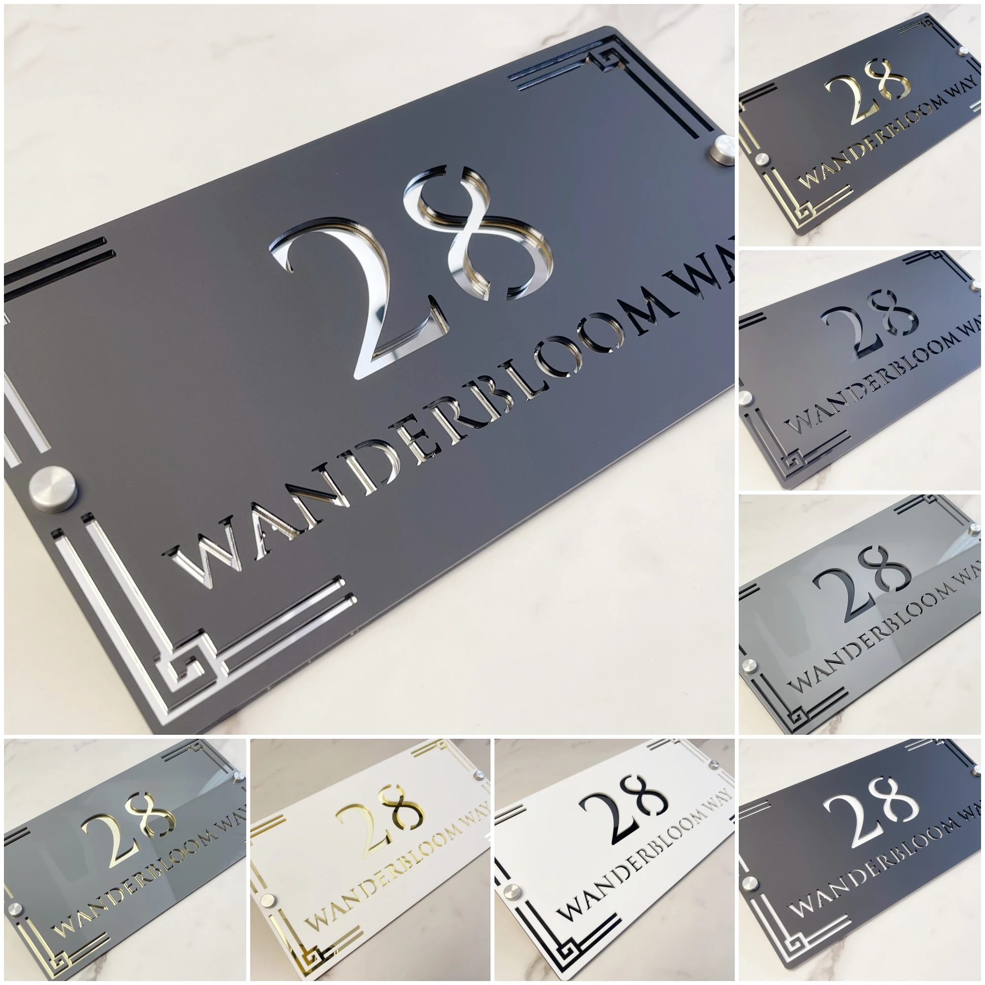 

Personalized Custom Acrylic House Number Sign, Modern 3D Door Address Plaque with Street Name Letters for Outdoor Home Decor