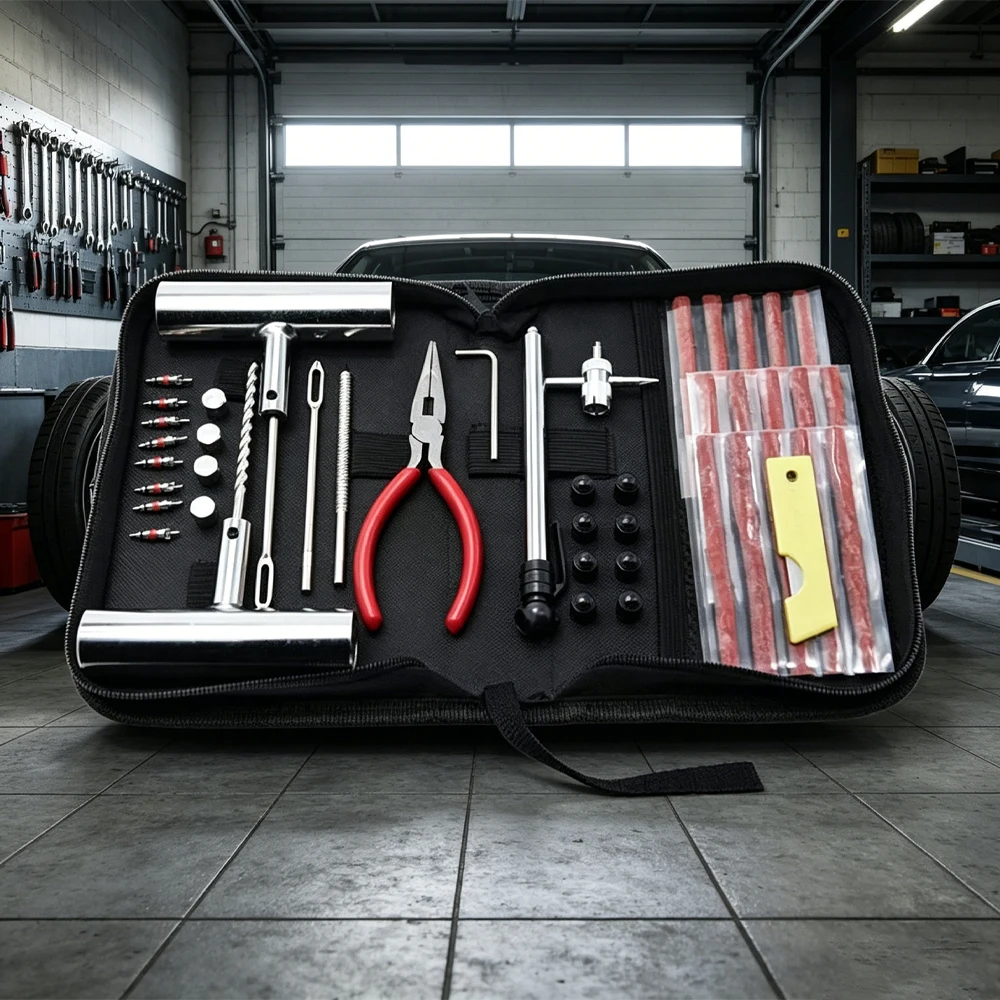 Universal Car Tire Repair Kit 24/46/62PCS Studding Tool Puncture Plug Repair Set for Auto Bike Motorcycle Garage Mechanic