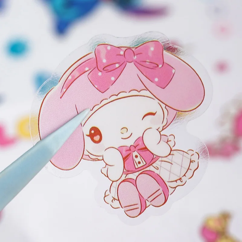 Imagem -04 - Sanrio Kuromi Melody Cat Pvc Adesivos Disney Ponto Bonito Scrapbooking Faça Você Mesmo Diário Adesivo Decorativo Etiqueta Album Stick 100 Pcs por Lote