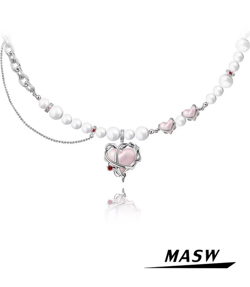 

MASW Original Design Love Series Pink Love Beaded Necklace Female