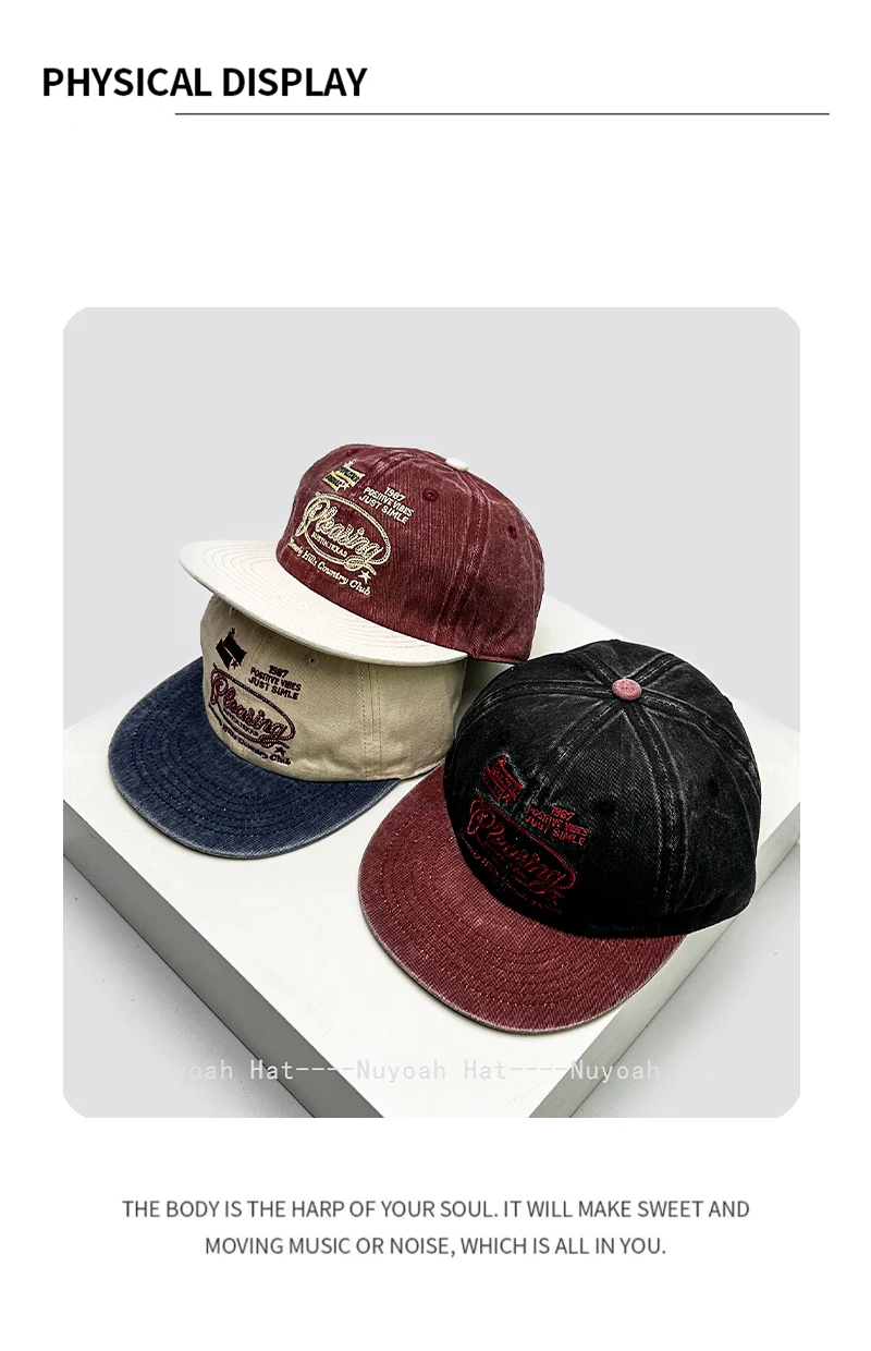 Neue Herren- und Damen-Baseballkappen im amerikanischen Retro-Stil mit Buchstabenstickerei, Sonnenschutz, Farbblock-Design, vielseitig einsetzbar, flacher Schirm, modische Streetwear – Detail 4