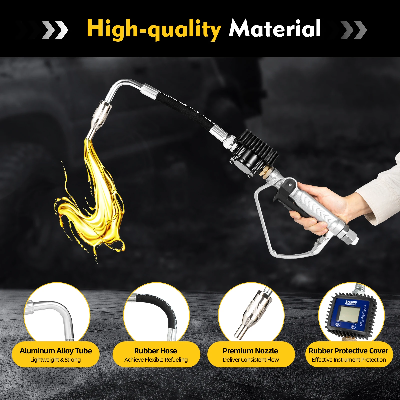 Electronic Oil Transfer Pump & Control Valve Digital Meter Oil Gun Oil Dispensing Gun  w/ 1/2