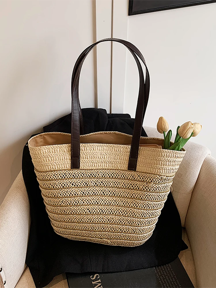 

2025 New Sle Large Capaci St Woven Beach oulder Bag Hanrted Basket Women's Bag Casual Simple Travel Leisure