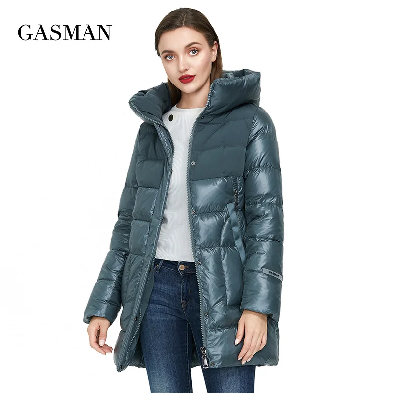 Gasman 2022 jaqueta de inverno das mulheres novo longo quente bege para baixo parka casaco coleção moda feminina outwear feminino elegante jaqueta