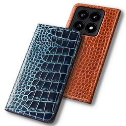 Cases For XIAOMI Mi 14 14T 13 13T 12 12X 12T 11 11T Pro Lite 5G NE Crocodile Flip Case Cowhide Genuine Leather Magnetic Cover