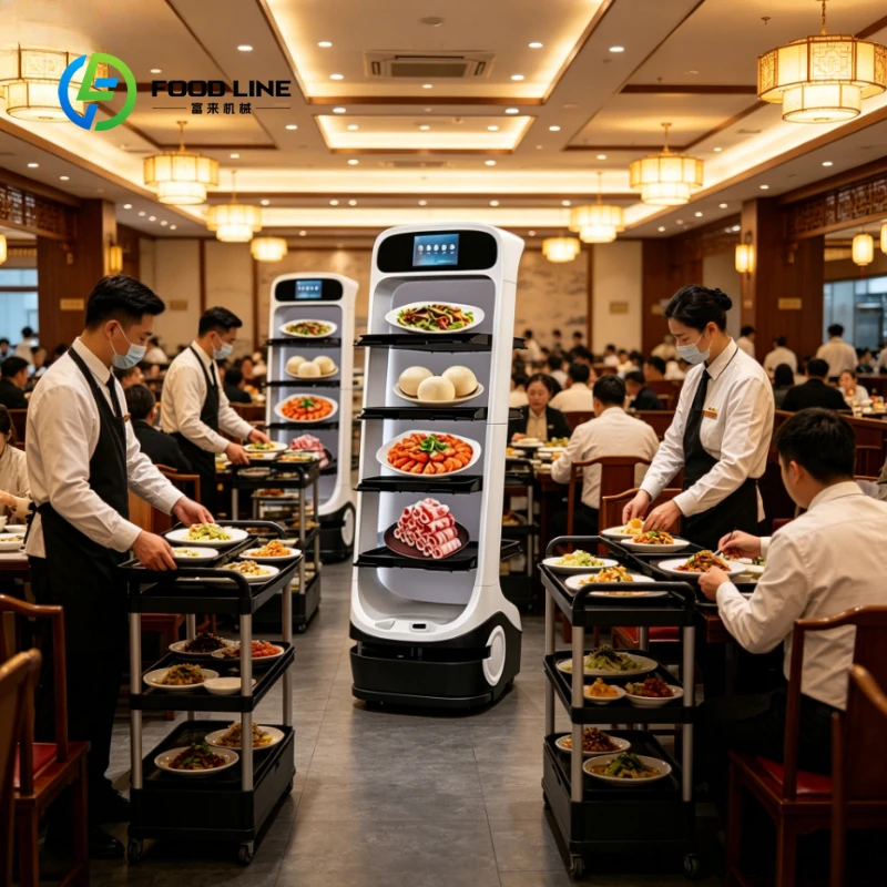 Customized T6 Intelligent Food Delivery Robot, Fully Auto Dish Serving & Collection Robot for Restaurant Hotel Canteen