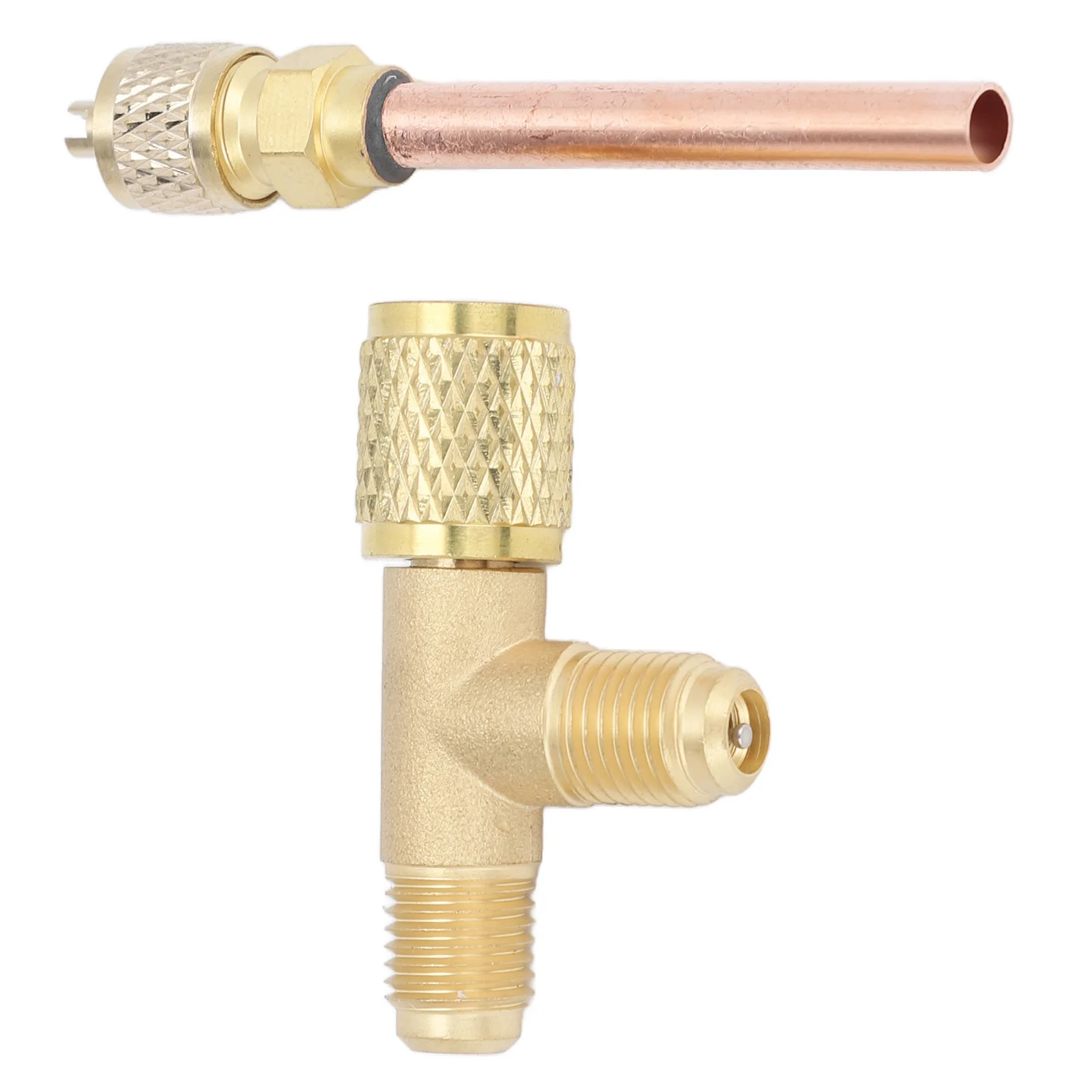 Conector en T de válvula de 1/4 pulgadas, adaptador en T de acceso rápido, conexión rápida con válvula de retención unidireccional para medidor de vacío R22 R12 R134