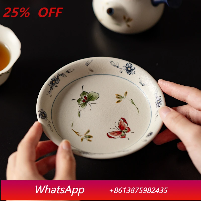 

LTT Household Retro Dry Bubble Plate Chinese Pastry Refreshment Plate Single Pot Mat