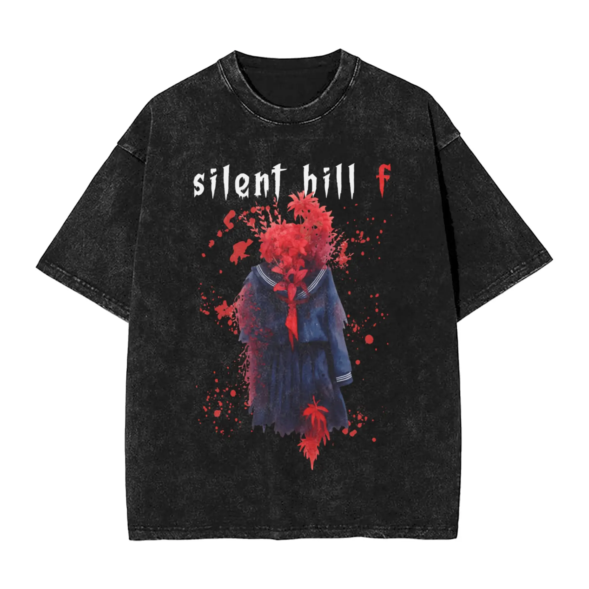 

Silent Hill F Silent Saint Gothic Horror Art T Shirts for Men Pure Cotton Humorous T-Shirt Crewneck Tshirt Short Sleeve Tops