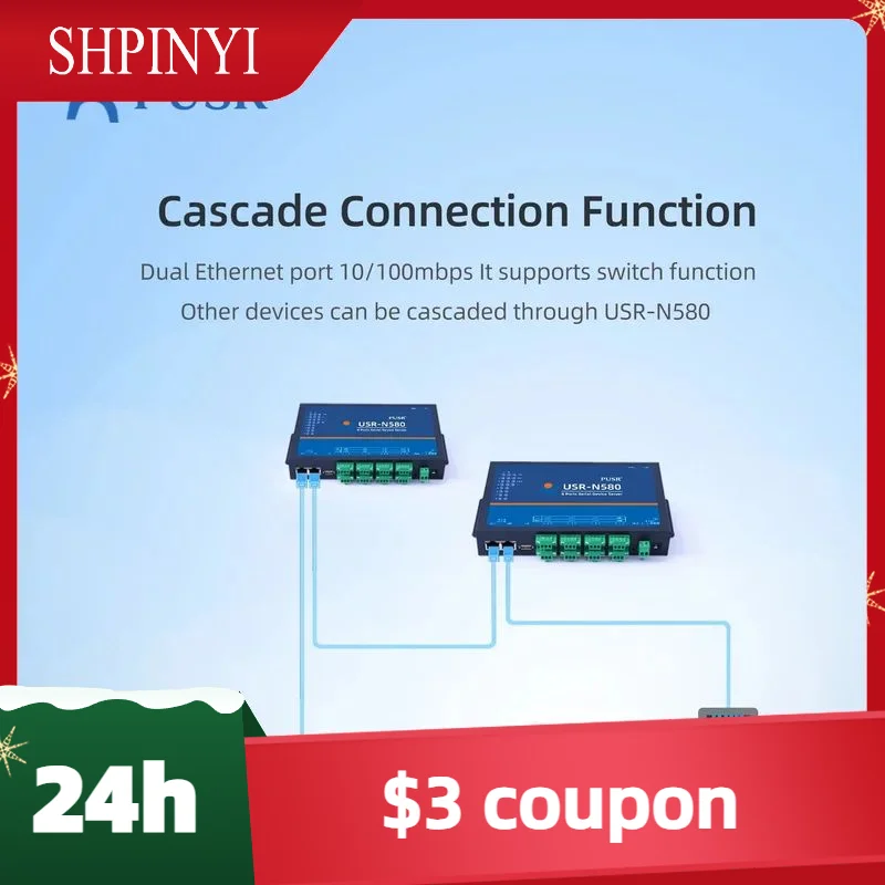 

Новый PUSR 8-портовый преобразователь последовательного порта RS485 в Ethernet Сервер устройств MQTT Шлюз Modbus Поддержка SSL/TLS Edge Computing USR-N580