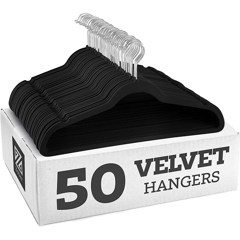 

50PCS Velvet Hangers Shirt Clothes Drying Rack Wardrobe organizer And storage For Coats Pants Dress Rack Balcony Home Accessory