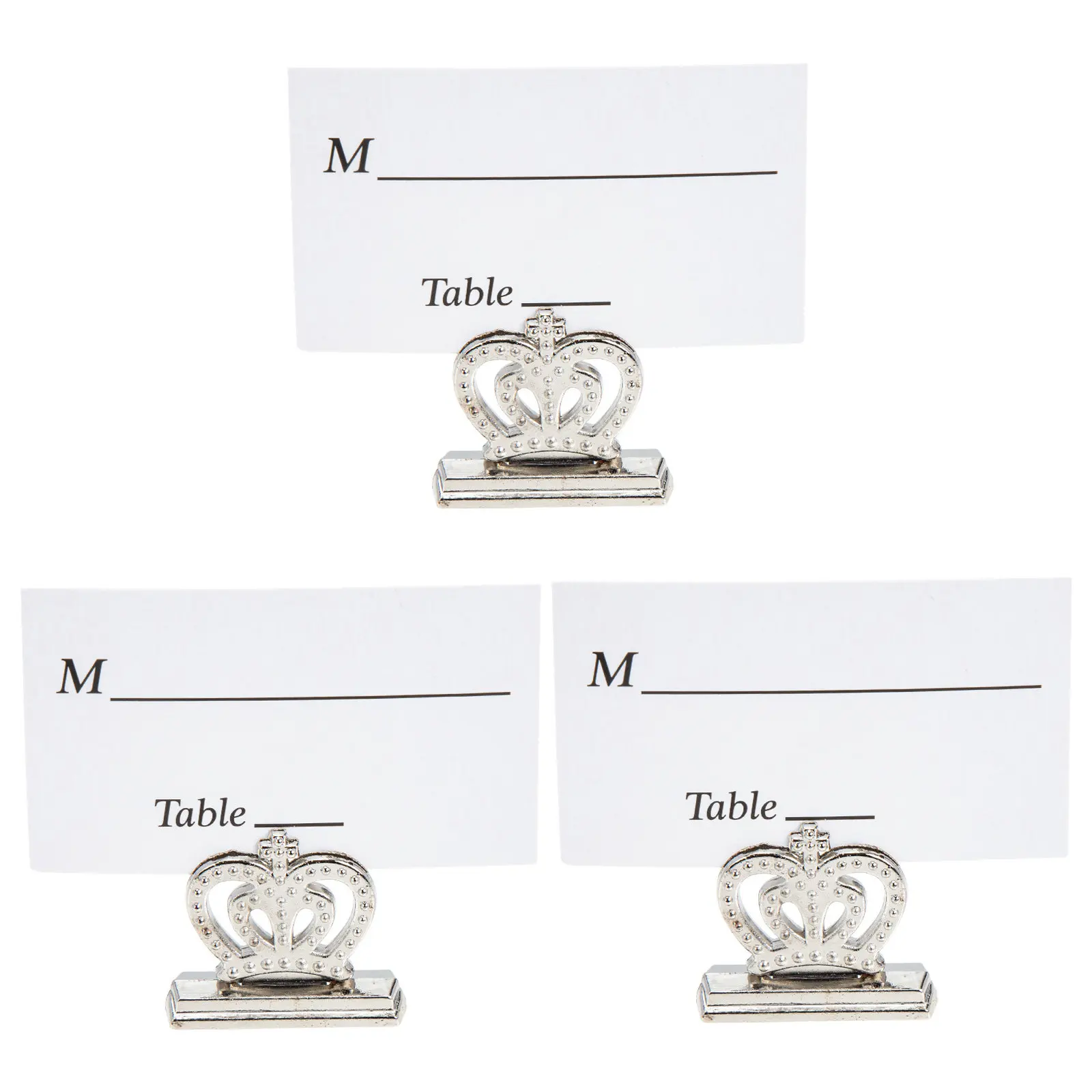 3Pcs Delicate Crown Shape Alloy Memo Clips for Photos Notes Place Cards Table Numbers Wedding Party Table Centerpieces Display