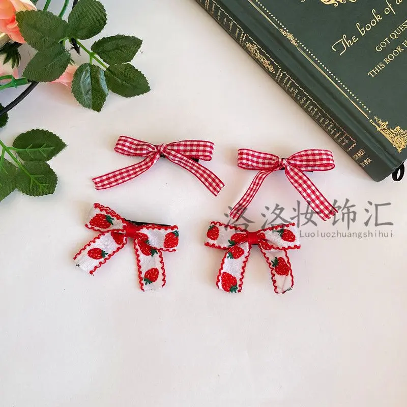 Strawberry Picking Heart Top Hat Sweet Lolita Strawberry KC Hair Accessory, Japanese Sweet Girl Bow Headdress