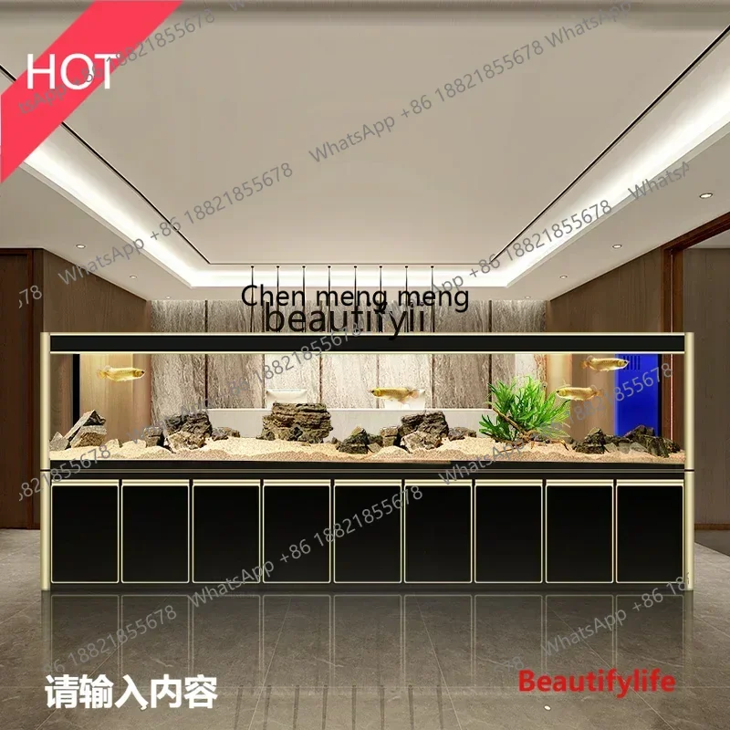 cn8617 ssLarge Ecological Fish Tank Aquarium Living Room Bottom Filter Change Water Super White Glass Dragon Fish Tank 1.5 M