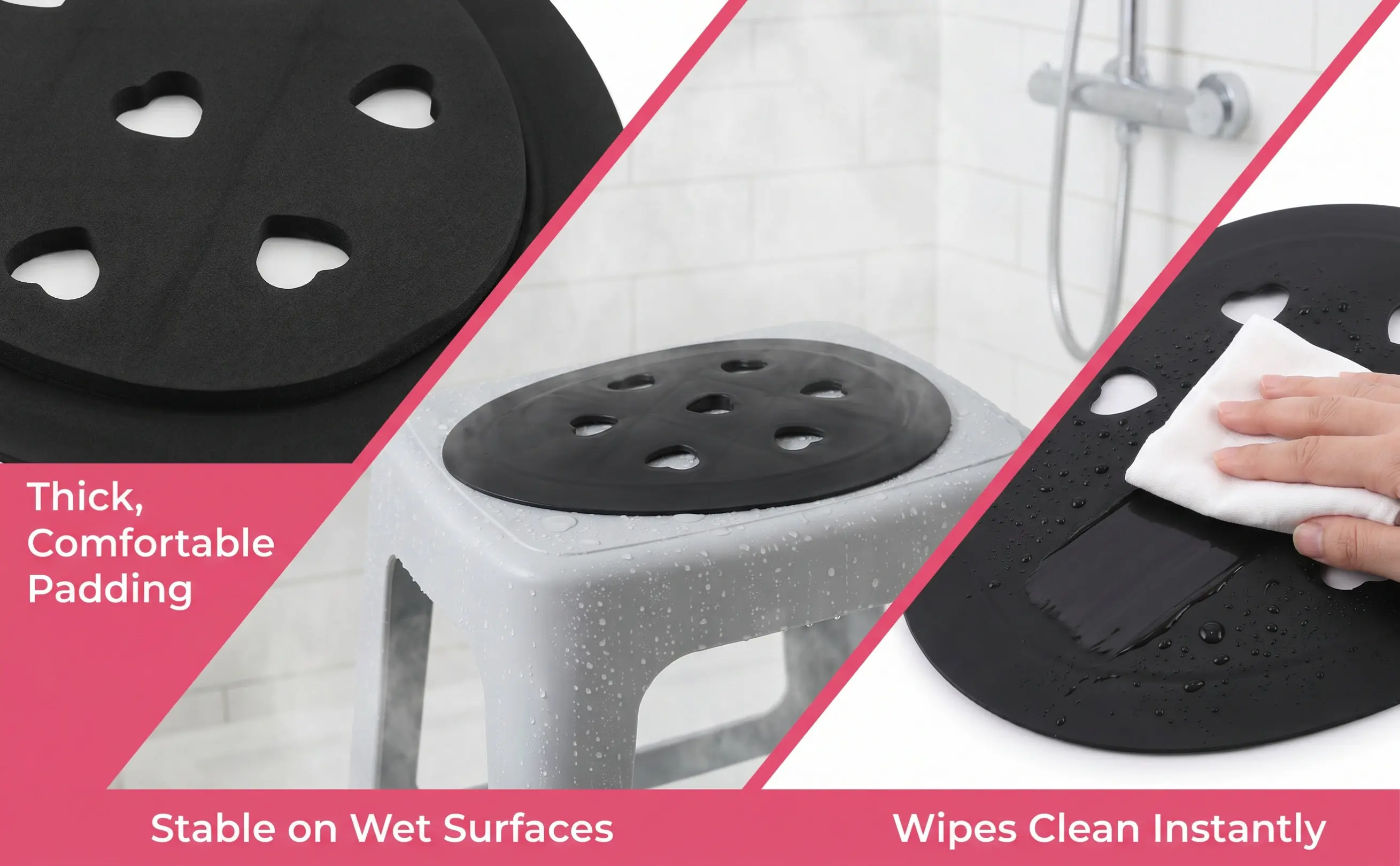 Back Anti Slip Adhesive Seat Cushion Bath Bathroom Shower Chair Stool Bench Pad Non Mats for inside Bathtub