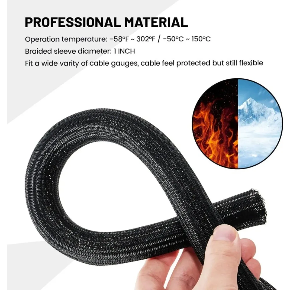 5/9/12M Inner Diameter 6-50mm, Black Fiberglass Sleeve, High Temperature Resistant Wire Harness Protective Sleeve