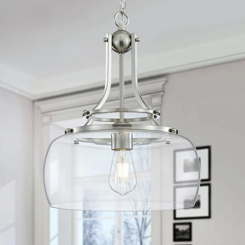 Italian Wrought Iron Transparent Glass Pendant Lights Minimalist Loft Cafe Suspension Chandeliers Restaurant Living Room Hotel view 3