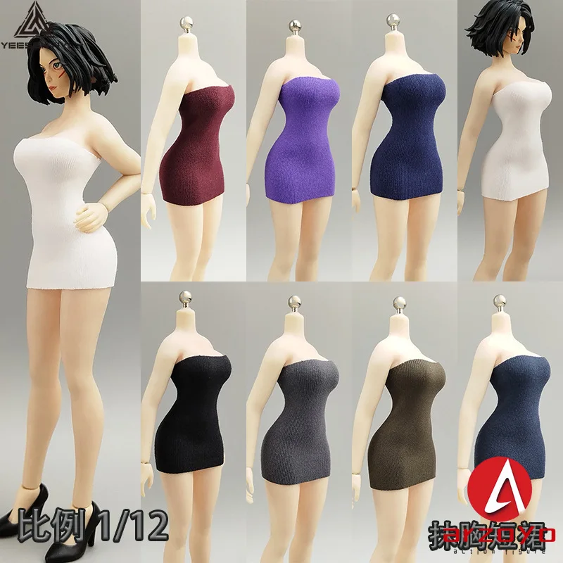 Vêtements de soldat pour femme, échelle 1/12, modèle de jupe courte à bretelles, Longuette, adaptée à la poupée figurine d'action de fille de 6 pouces