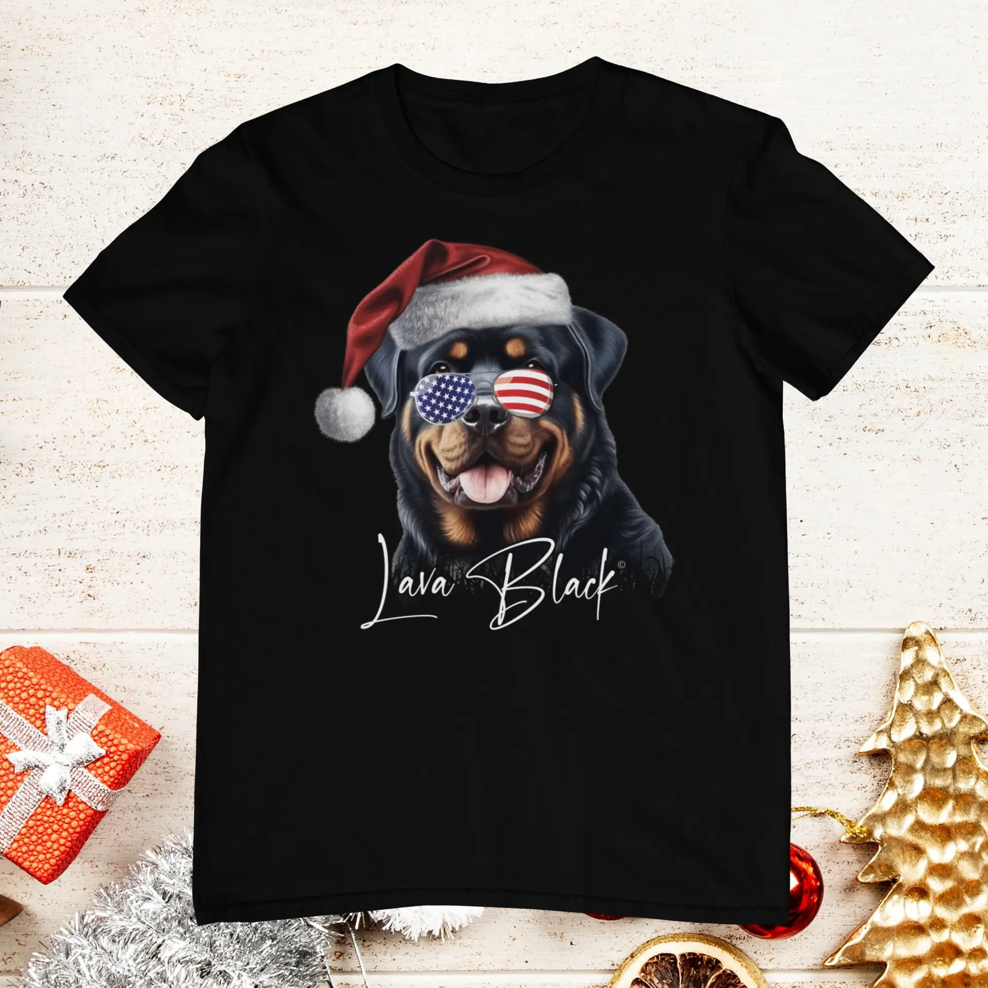 Rottweiler Dog Santa Claus Hat American Style Christmas Design Owners And Lovers Rottie Fans